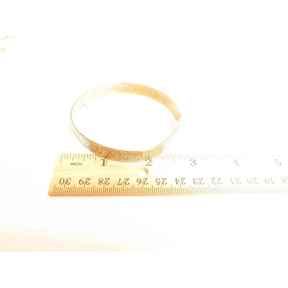 Vintage Ornate Floral Design Bangle Bracelet‎ Silver Plated Hecho in Mexico A834
